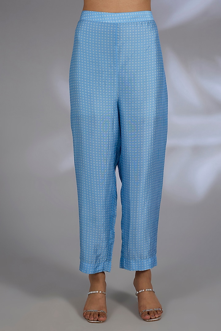 Blue Dupion Silk Kurta Set by CLOS at Pernia's Pop Up Shop