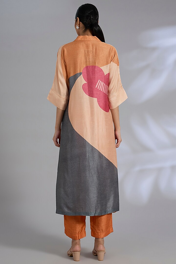Orange Dupion Silk Kurta Set by CLOS at Pernia's Pop Up Shop