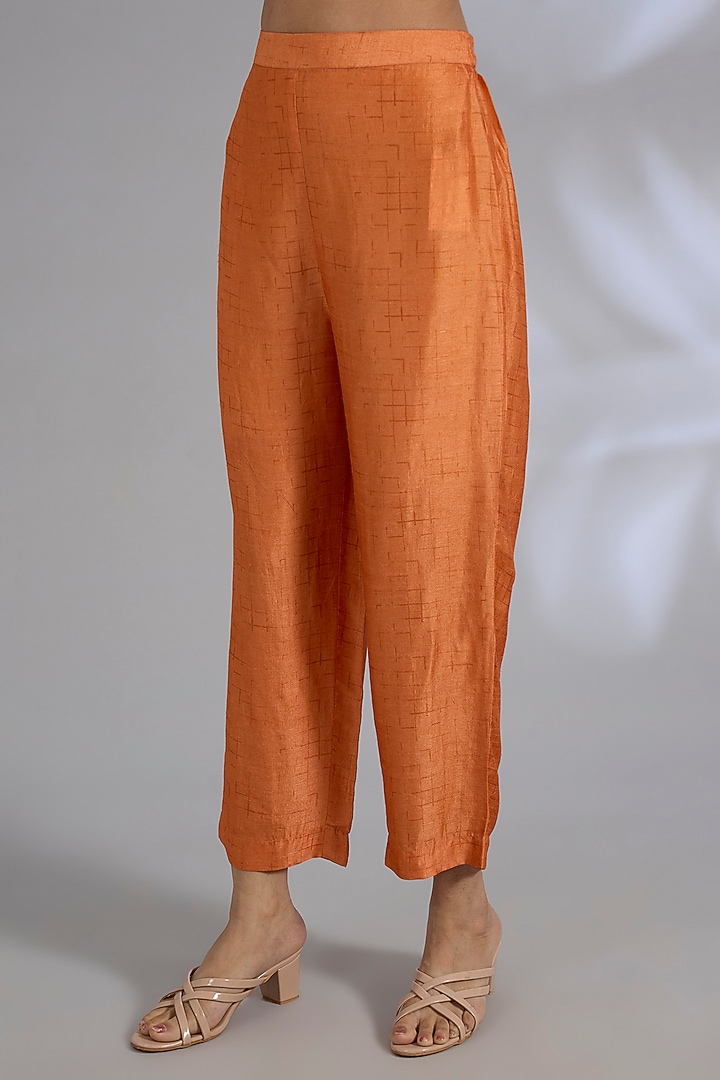 Orange Dupion Silk Kurta Set by CLOS at Pernia's Pop Up Shop