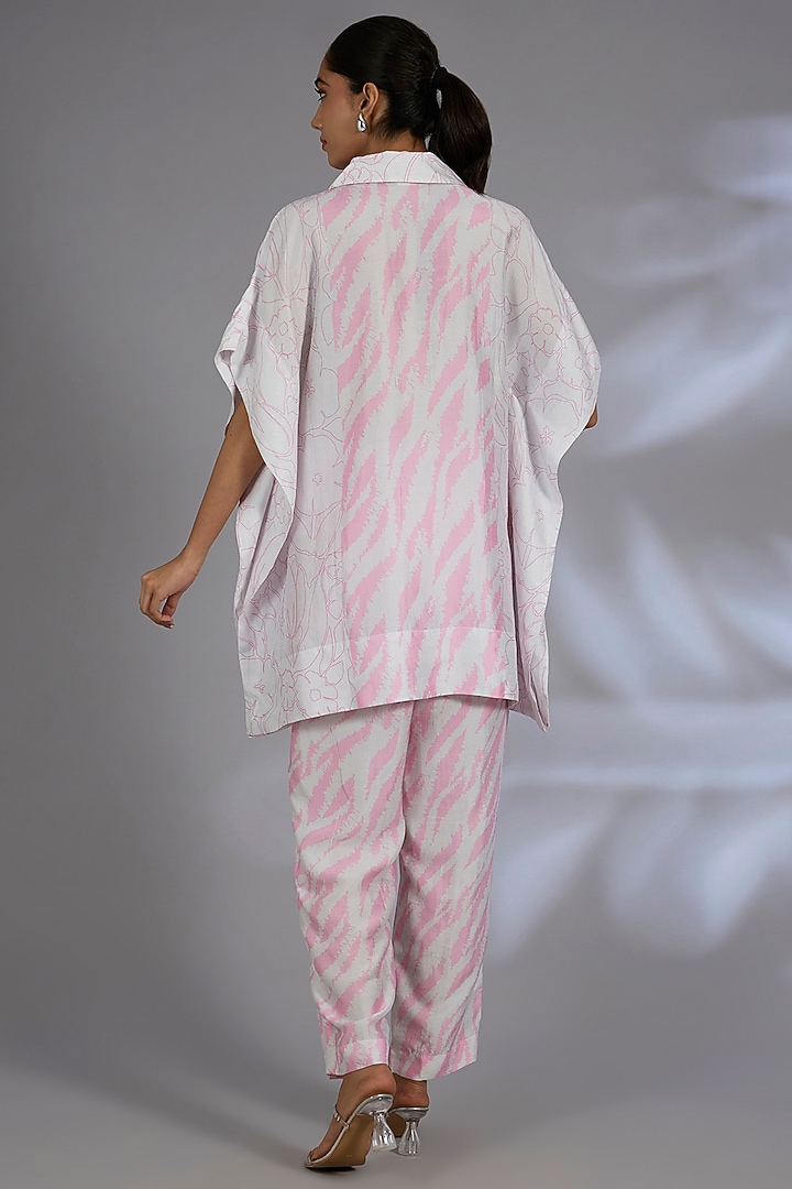 White Dupion Silk Asymmetrical Kurta Set by CLOS at Pernia's Pop Up Shop