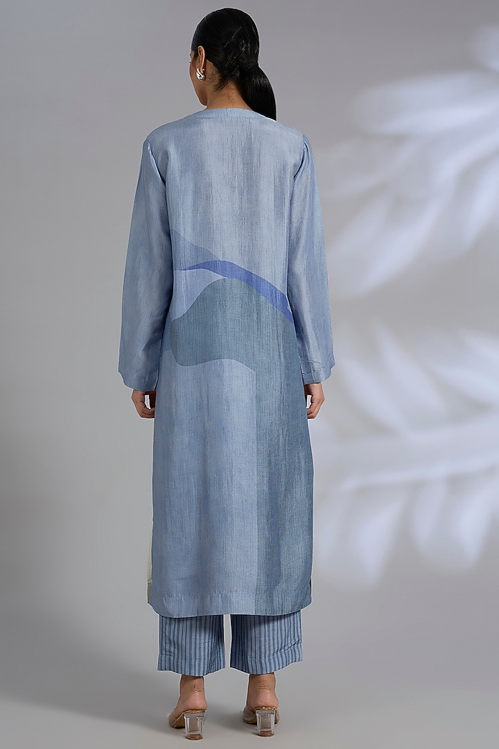Blue Dupion Silk Kurta Set by CLOS at Pernia's Pop Up Shop