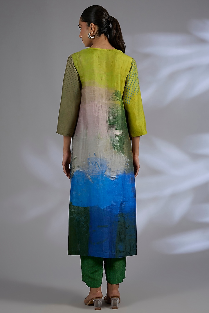 Multi-Colored Dupion Silk Kurta Set by CLOS at Pernia's Pop Up Shop