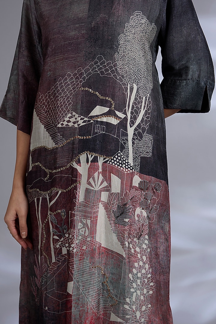 Wine Dupion Silk Kurta Set by CLOS at Pernia's Pop Up Shop