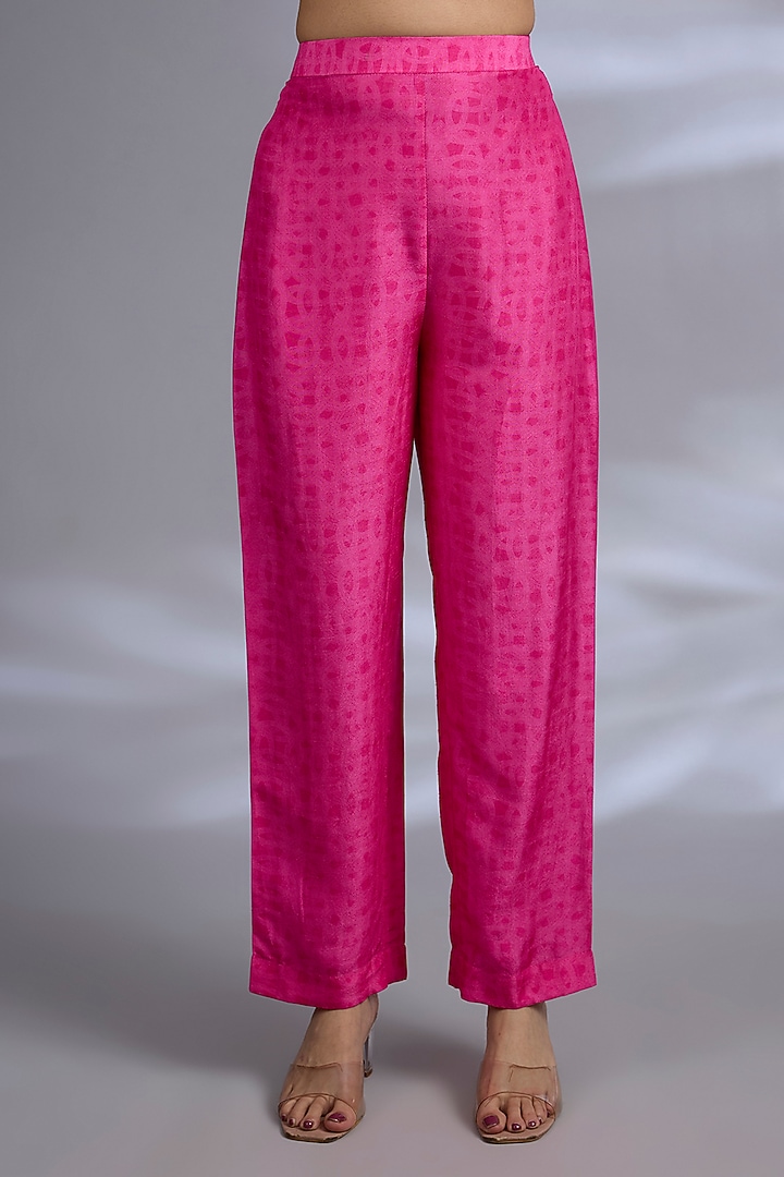 Pink Dupion Silk High-Low Kurta Set by CLOS at Pernia's Pop Up Shop
