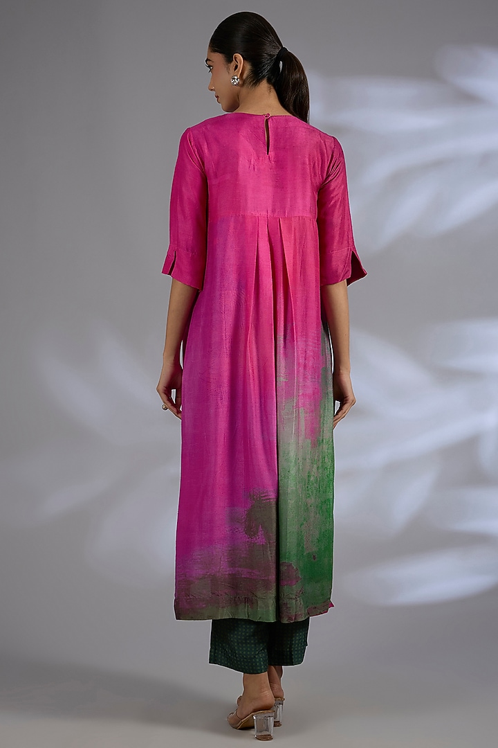 Pink Dupion Silk Kurta Set by CLOS at Pernia's Pop Up Shop