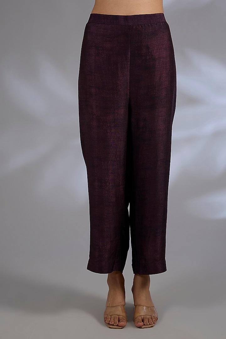 Wine Dupion Silk Geometric Printed Kurta Set by CLOS at Pernia's Pop Up Shop