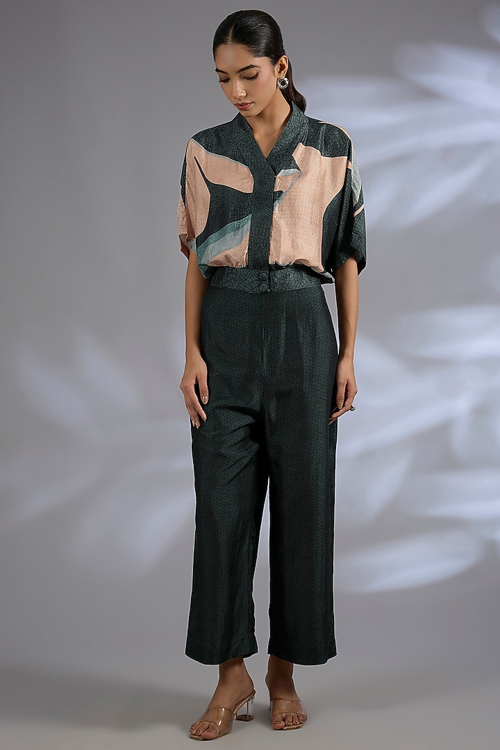 Black Dupion Silk Asymmetrical Co-Ord Set by CLOS at Pernia's Pop Up Shop
