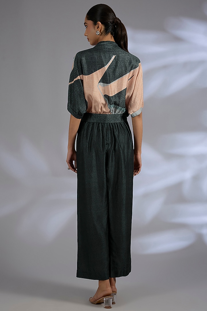 Black Dupion Silk Asymmetrical Co-Ord Set by CLOS at Pernia's Pop Up Shop