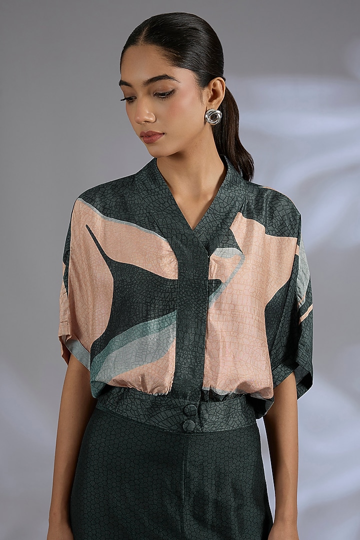 Black Dupion Silk Asymmetrical Co-Ord Set by CLOS at Pernia's Pop Up Shop