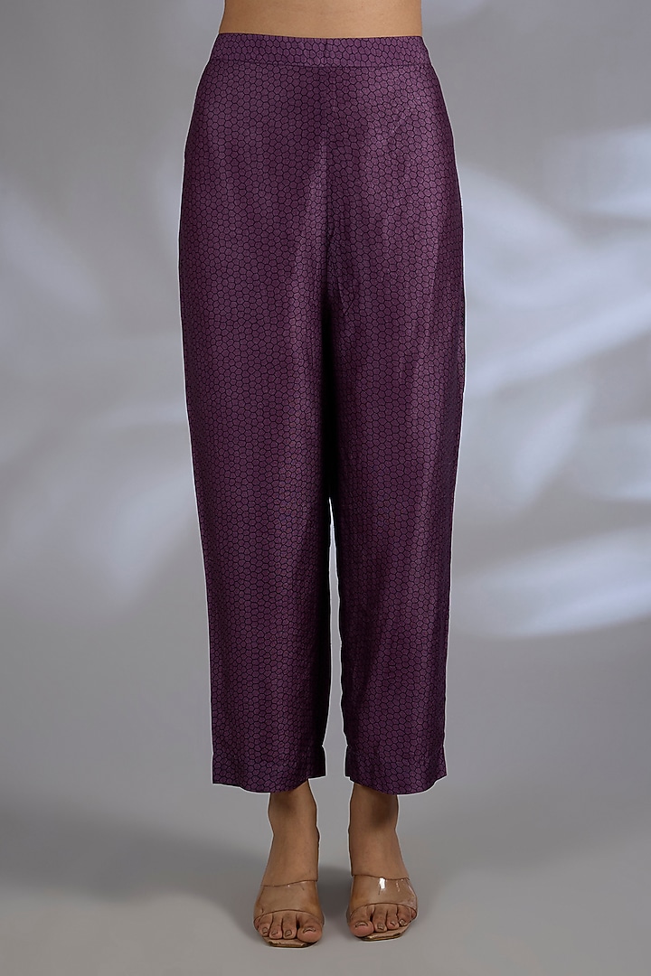 Blue Dupion Silk Asymmetrical Kurta Set by CLOS at Pernia's Pop Up Shop