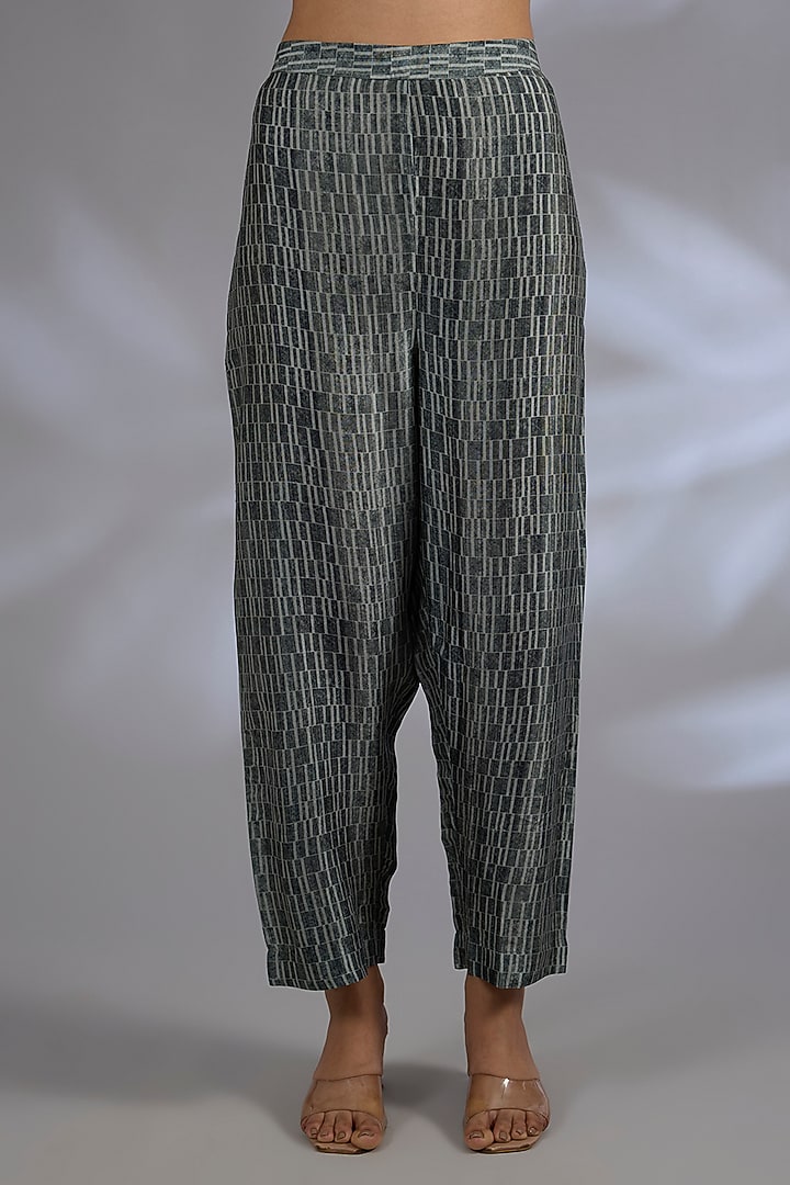 Grey Dupion Silk Assymetrical Co-Ord Set by CLOS at Pernia's Pop Up Shop
