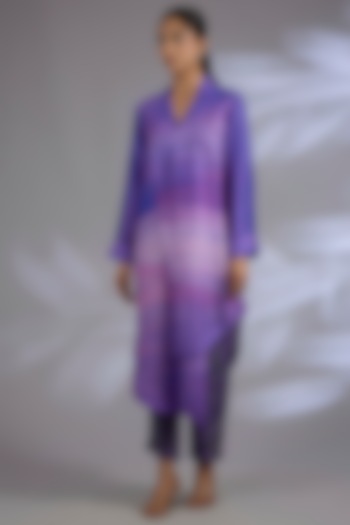 Blue Dupion Silk Kurta Set by CLOS at Pernia's Pop Up Shop