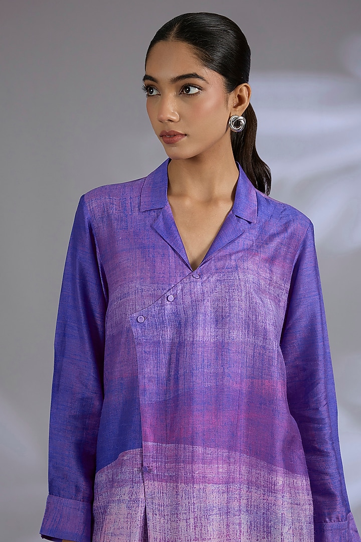Blue Dupion Silk Kurta Set by CLOS at Pernia's Pop Up Shop