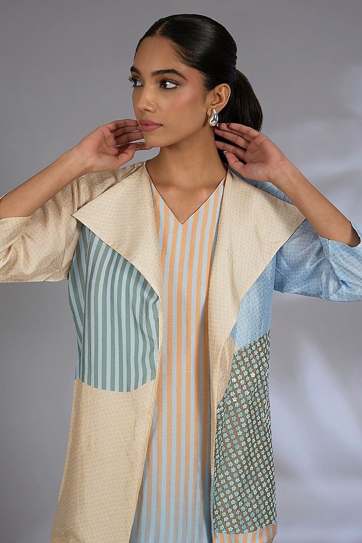 dupioni silk dress with jacket Vintage 60s Beaded Silk Dupioni Shift Dress & Jacket in Oyster Color
