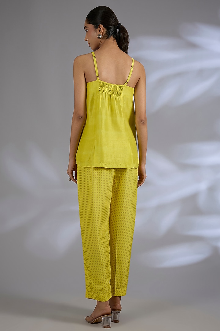 Yellow Dupion Silk Asymmetrical Jacket Set by CLOS at Pernia's Pop Up Shop