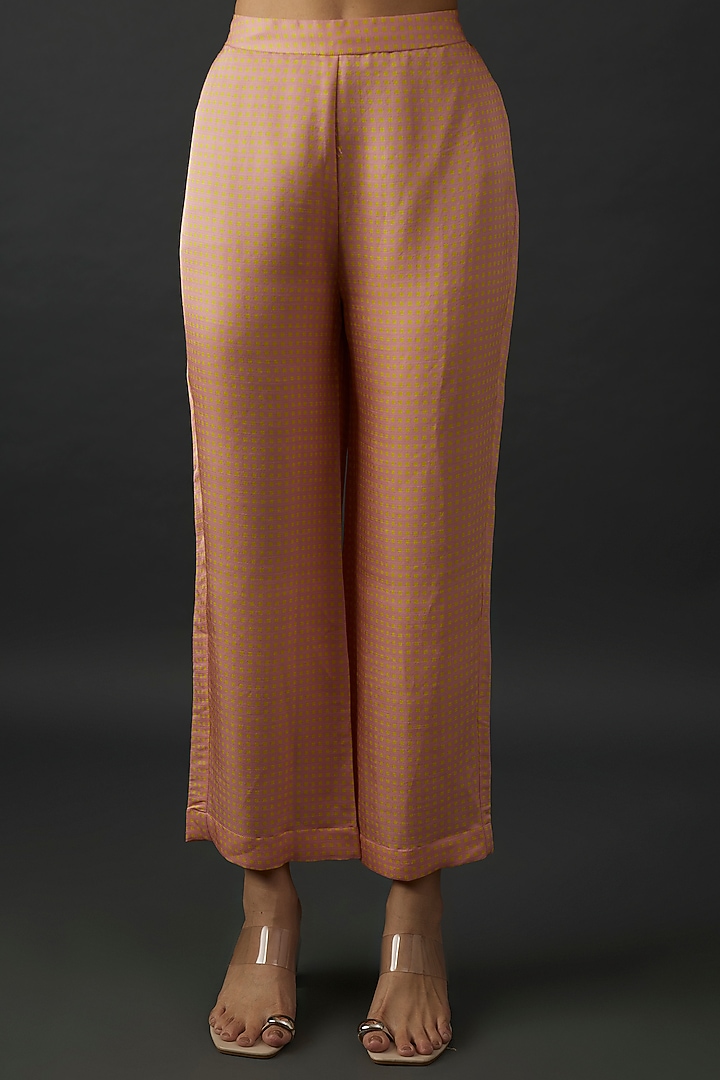 Yellow Shimmer Silk Satin Abstract Printed Straight Kurta Set by CLOS at Pernia's Pop Up Shop
