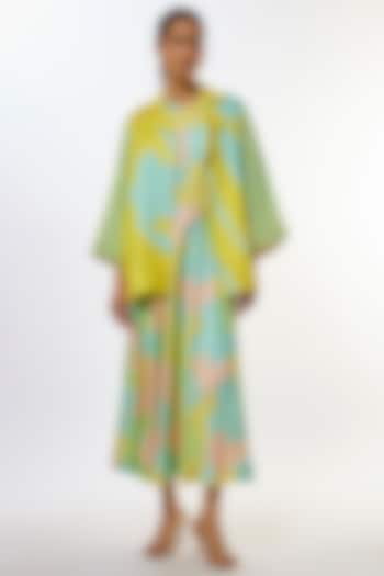 Yellow Shimmer Satin Silk Jacket Dress by CLOS at Pernia's Pop Up Shop