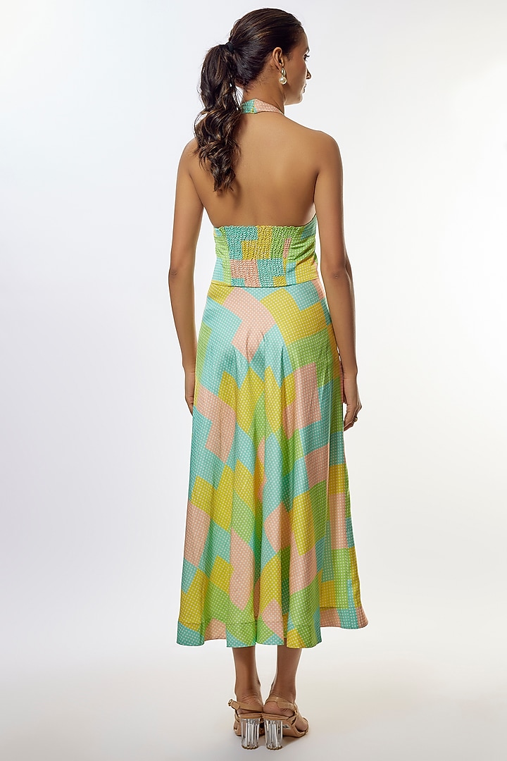 Yellow Shimmer Satin Silk Jacket Vacation Dress by CLOS at Pernia's Pop Up Shop