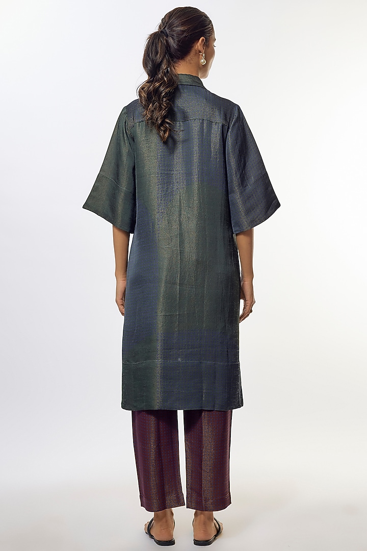Purple Shimmer Silk Satin Abstract Printed Tunic Set by CLOS at Pernia's Pop Up Shop
