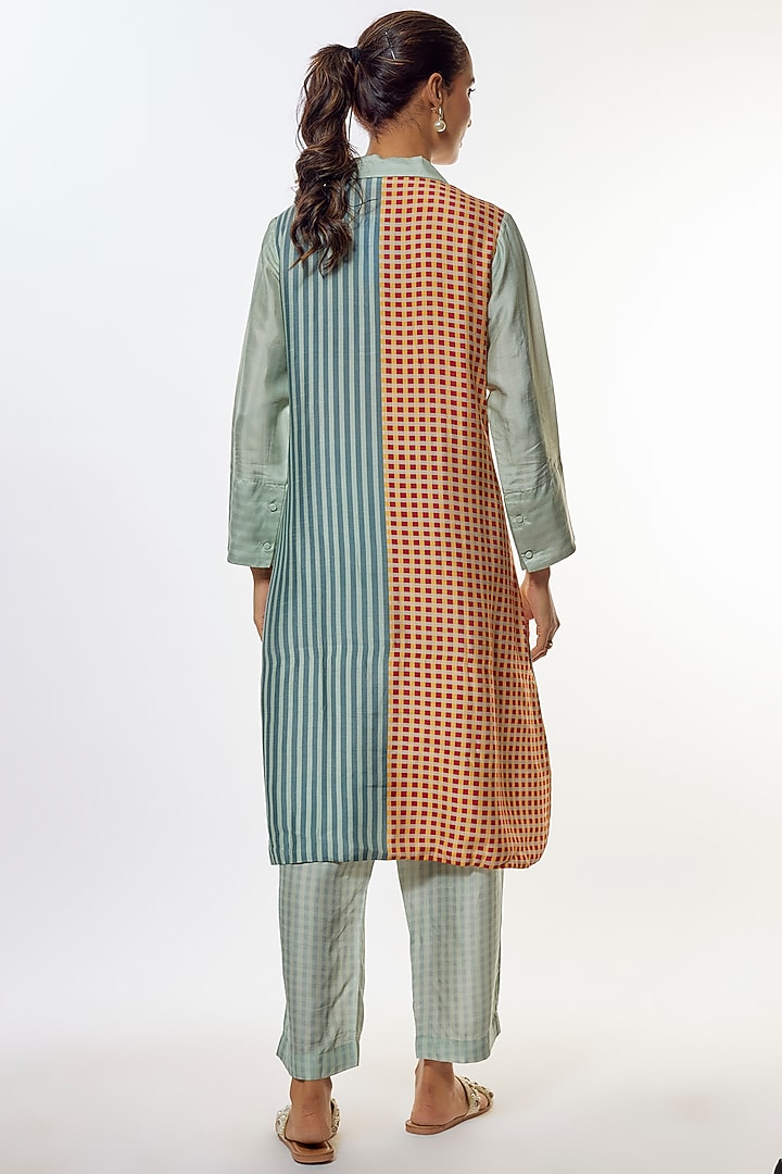 Multi-Colored Dupion Silk Floral Printed Kurta Set by CLOS at Pernia's Pop Up Shop