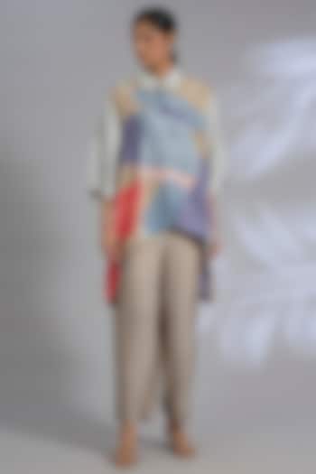 Multi-Colored Dupion Silk Geometric Printed Co-Ord Set by CLOS at Pernia's Pop Up Shop