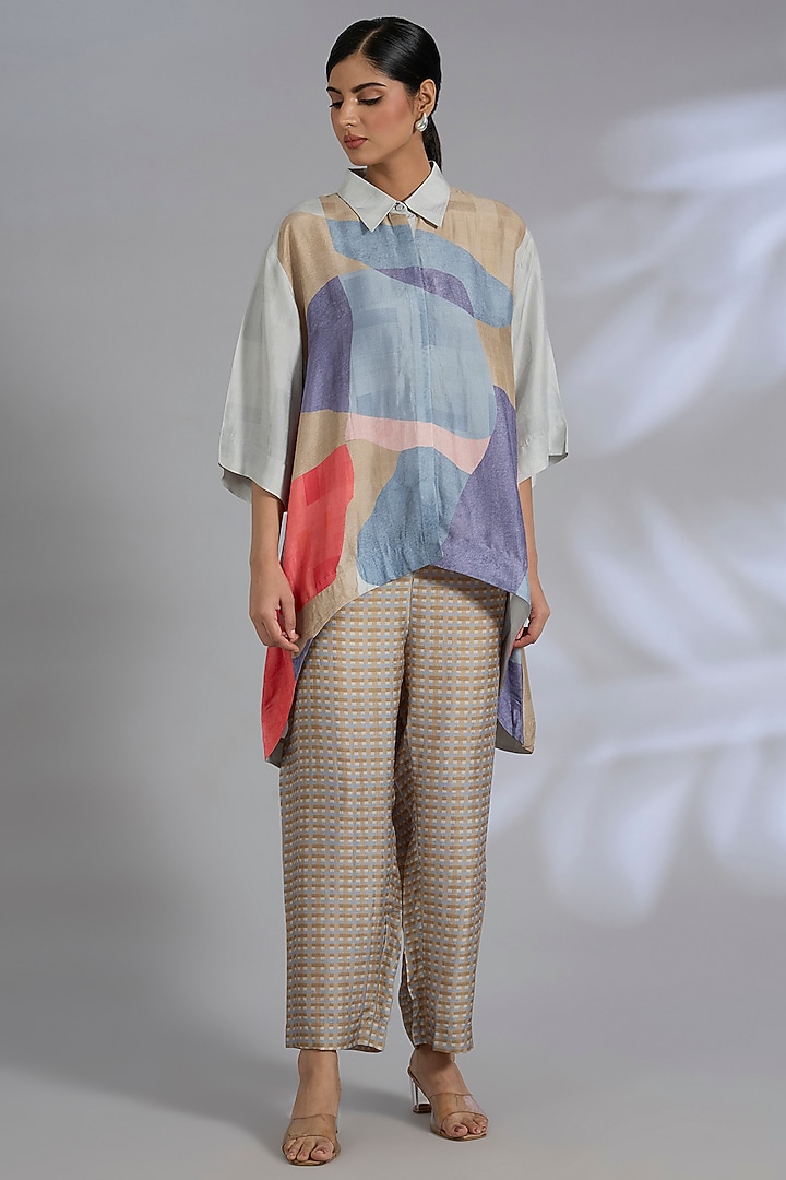 Multi-Colored Dupion Silk Geometric Printed Co-Ord Set by CLOS at Pernia's Pop Up Shop