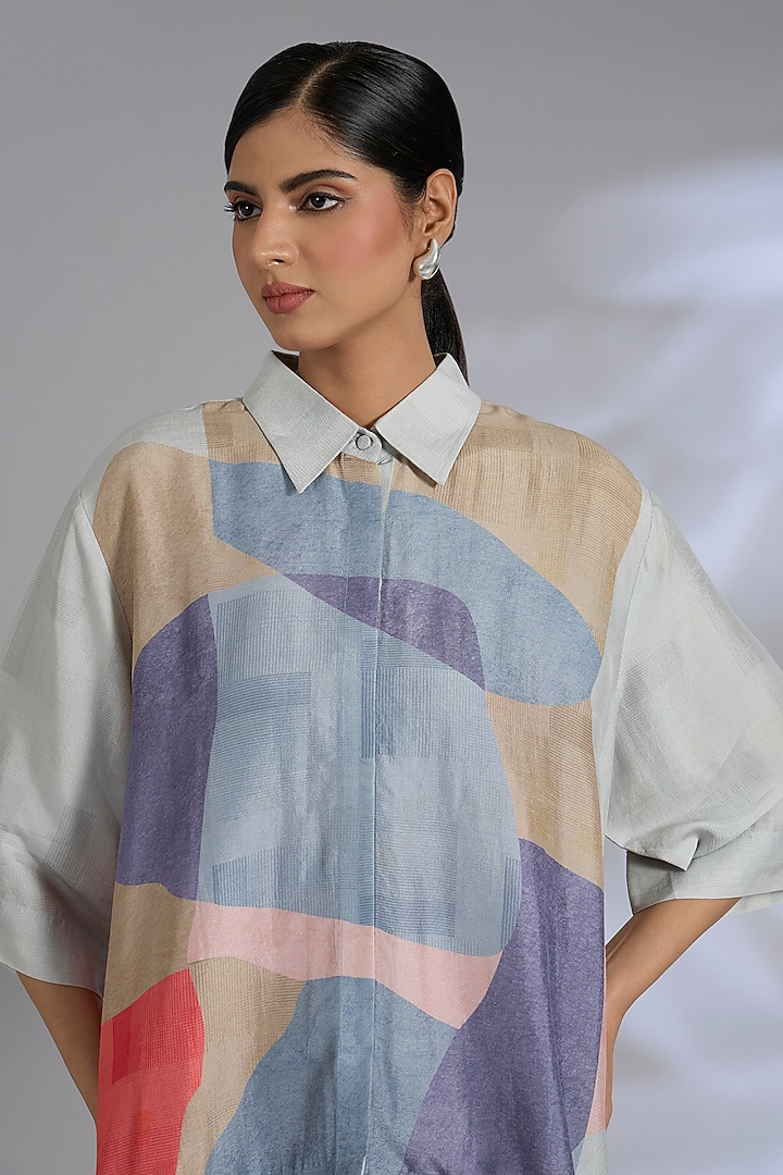 Multi-Colored Dupion Silk Geometric Printed Co-Ord Set by CLOS at Pernia's Pop Up Shop