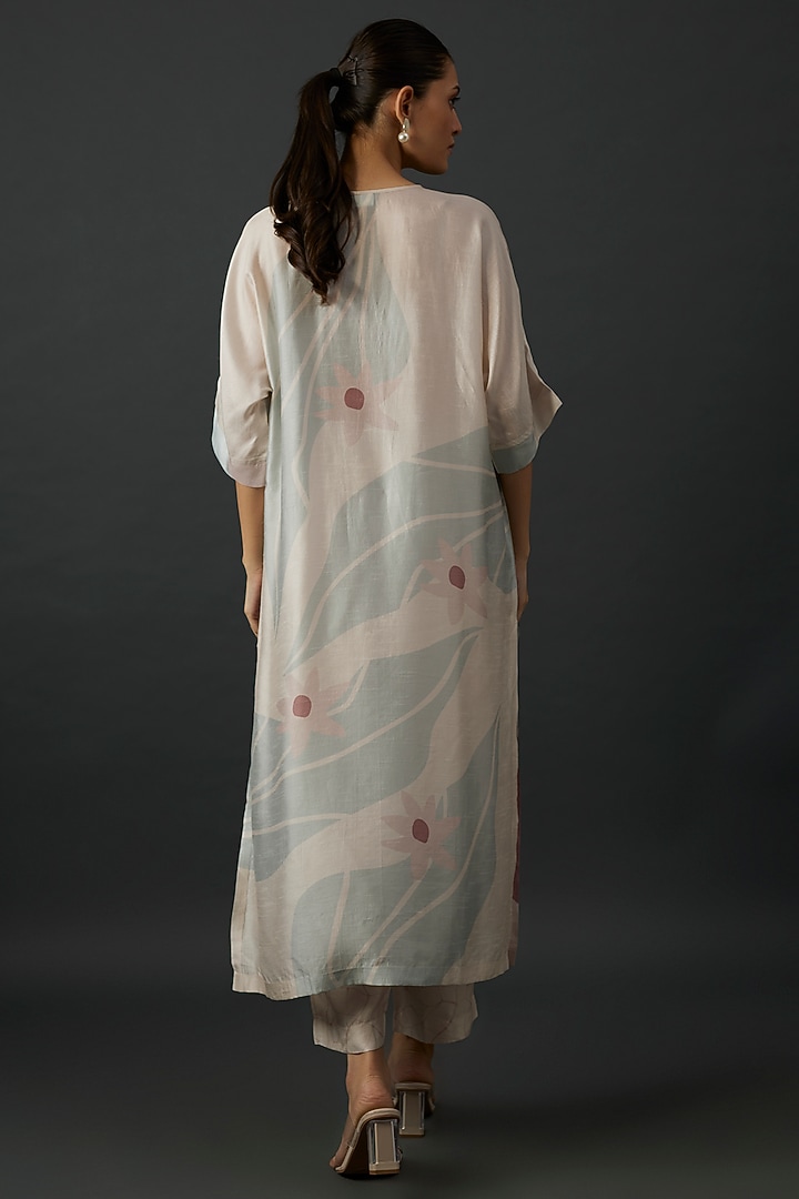 Beige Dupion Silk Abstract Printed Straight Kurta Set by CLOS at Pernia's Pop Up Shop
