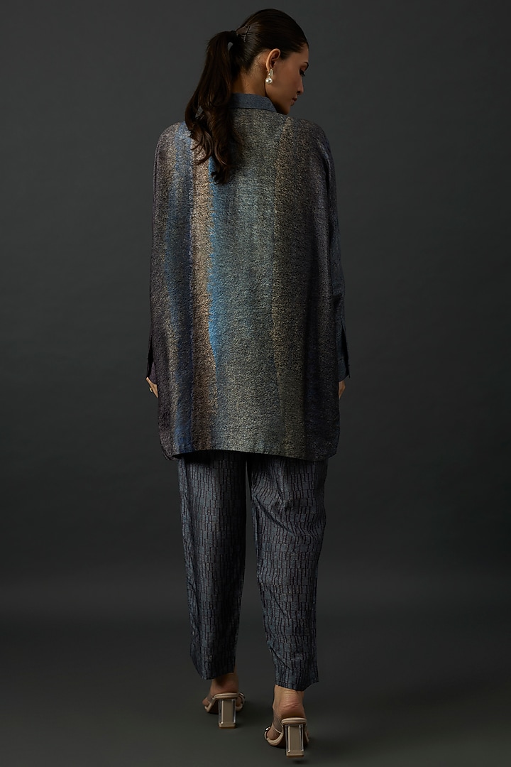 Grey Dupion Silk Printed & Sequins Embroidered Co-Ord Set by CLOS at Pernia's Pop Up Shop