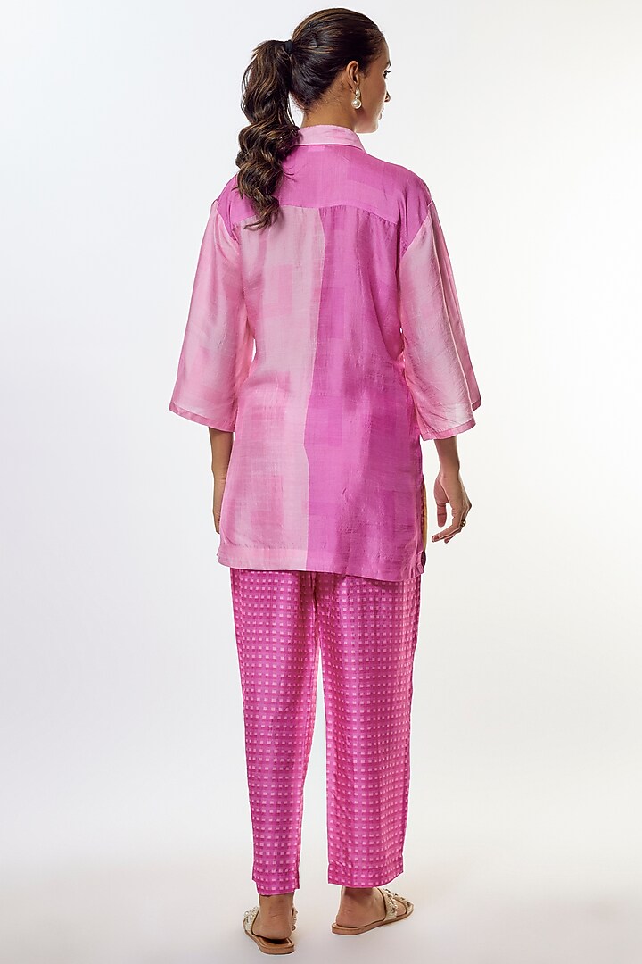 Pink Dupion Silk Floral Printed Co-Ord Set by CLOS at Pernia's Pop Up Shop