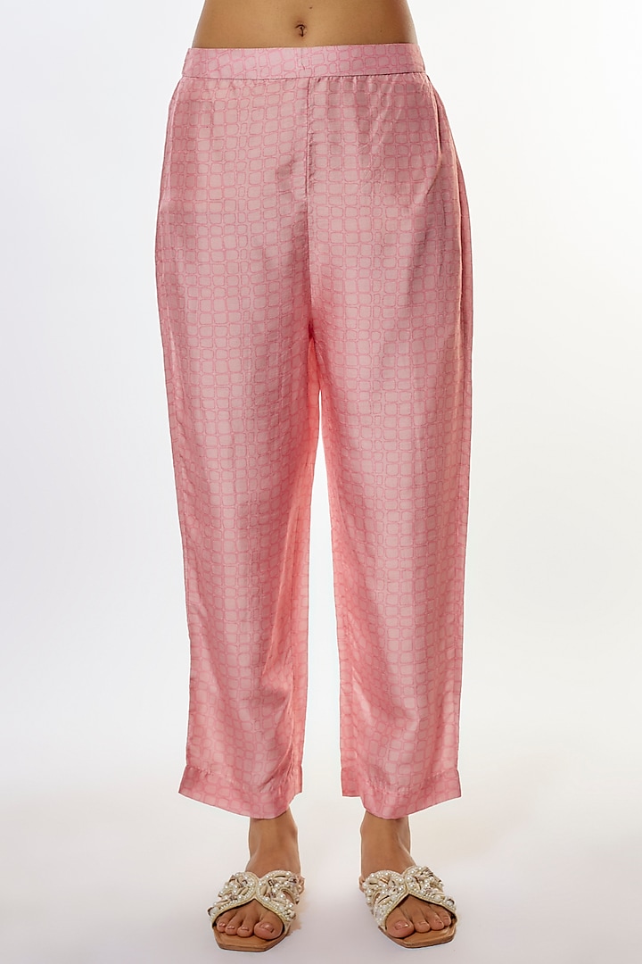 Pink Dupion Silk Floral Printed Kurta Set by CLOS at Pernia's Pop Up Shop