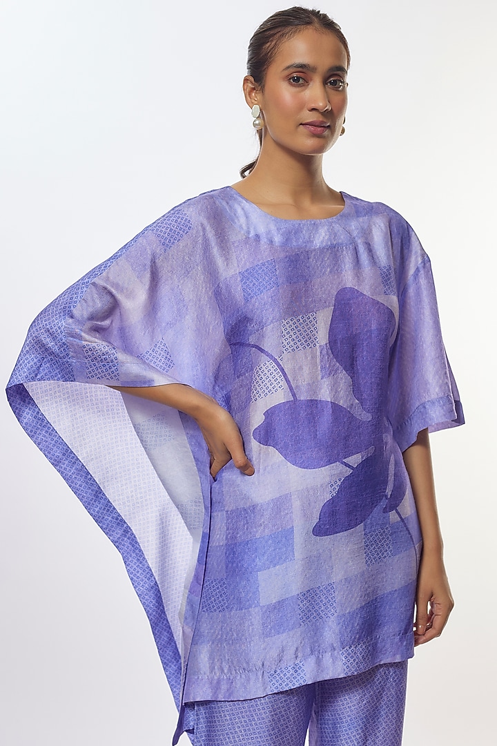 Purple Dupion Silk Floral Printed Co-Ord Set by CLOS at Pernia's Pop Up Shop