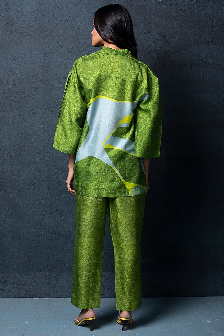 Pear Green Dupion Silk Pant Set by CLOS at Pernia's Pop Up Shop
