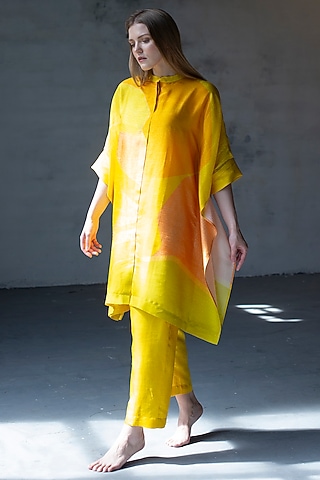 Cyber Yellow Printed Tunic Set by CLOS