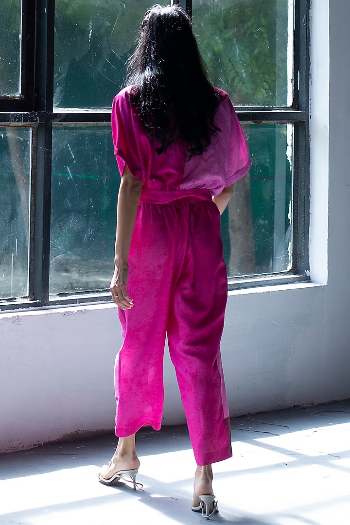 Magenta Pink Dupion Silk Pant Set by CLOS at Pernia's Pop Up Shop