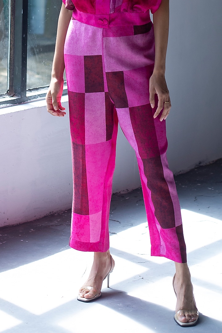 Magenta Pink Dupion Silk Pant Set by CLOS at Pernia's Pop Up Shop