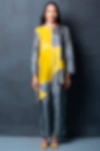 Grey Dupion Silk Pant Set by CLOS