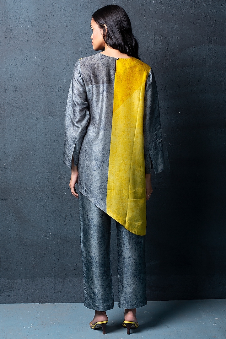 Grey Dupion Silk Pant Set by CLOS at Pernia's Pop Up Shop
