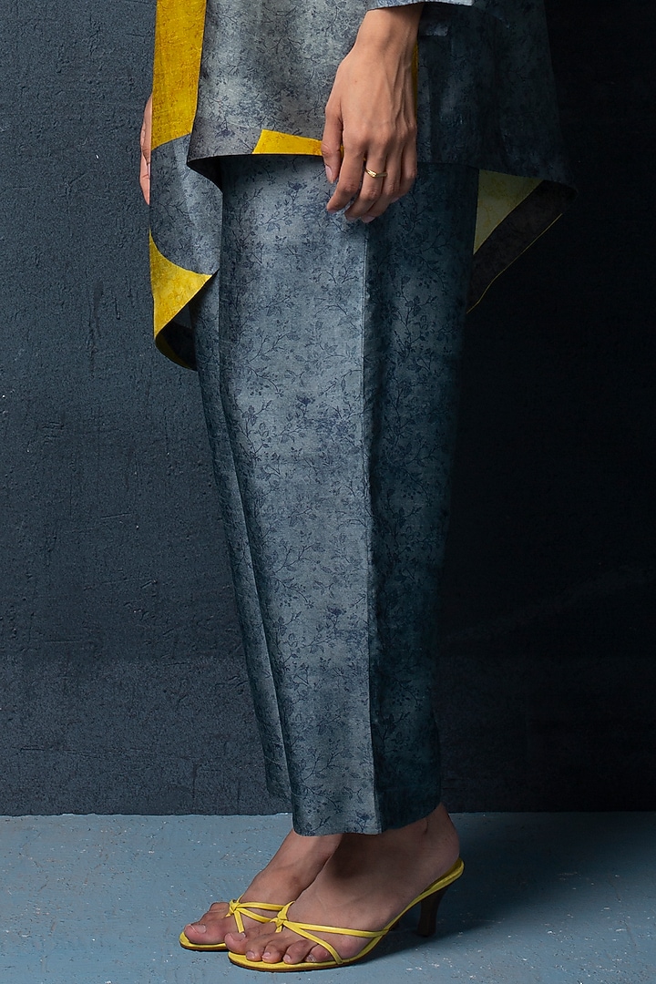 Grey Dupion Silk Pant Set by CLOS at Pernia's Pop Up Shop