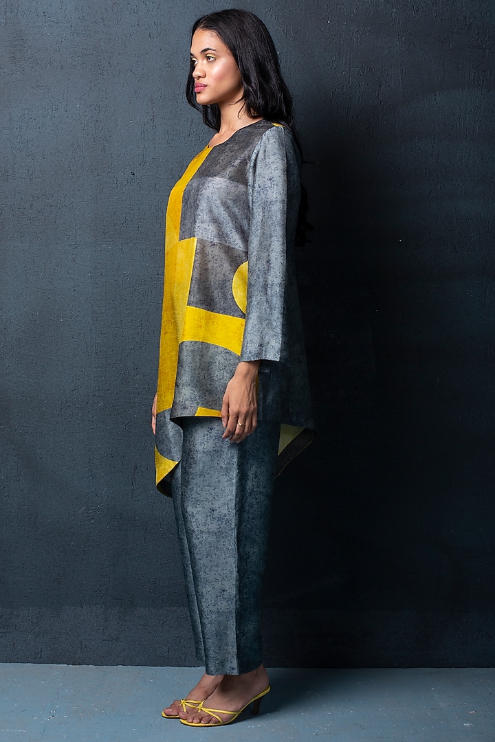 Grey Dupion Silk Pant Set by CLOS at Pernia's Pop Up Shop