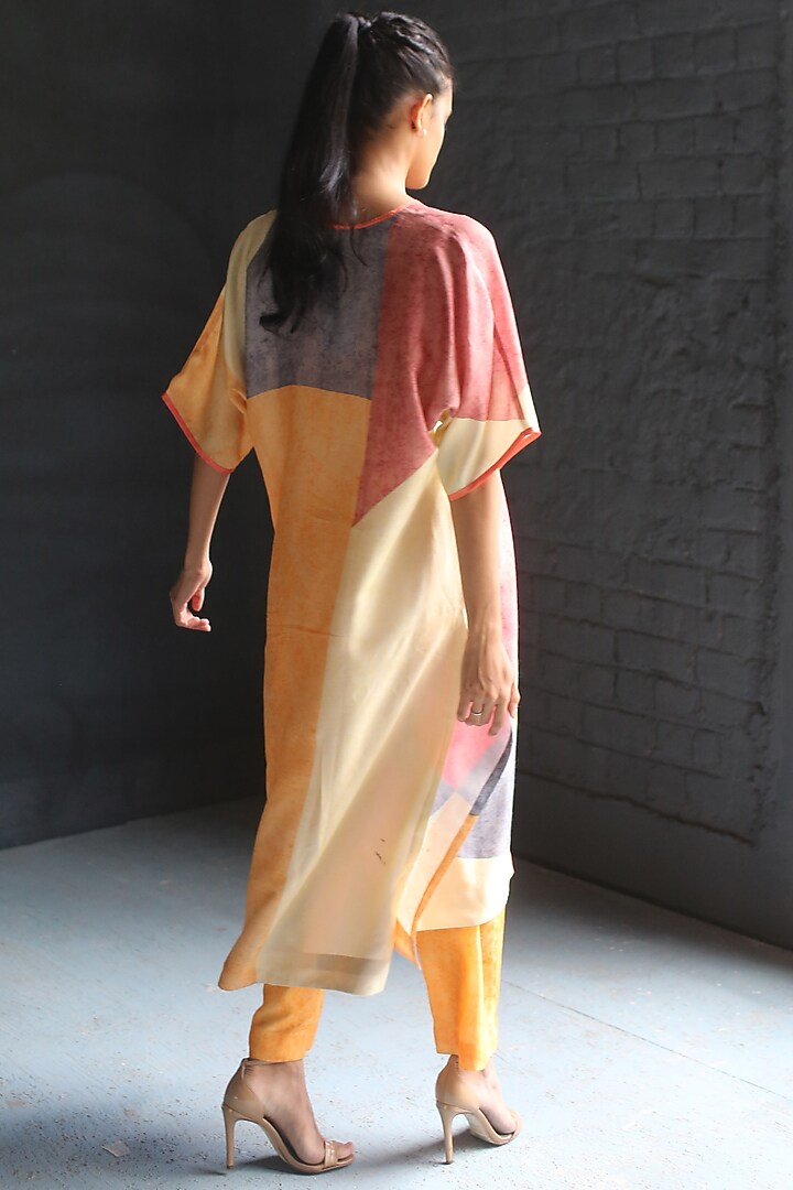Orange & Pink Dupion Silk Pant Set by CLOS at Pernia's Pop Up Shop