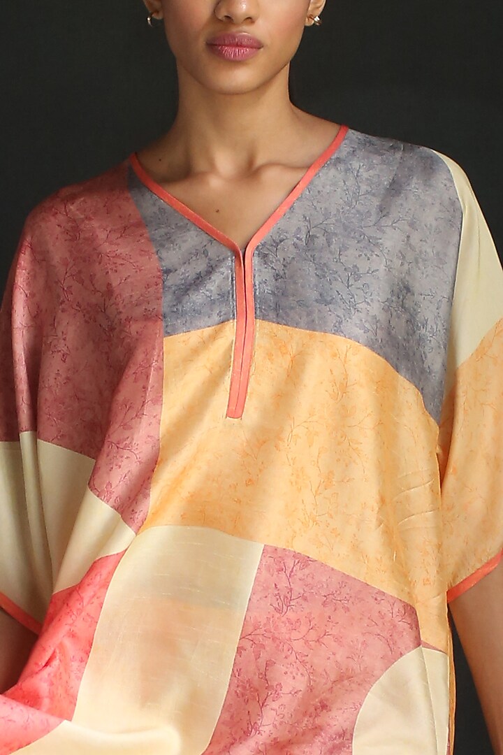 Orange & Pink Dupion Silk Pant Set by CLOS at Pernia's Pop Up Shop