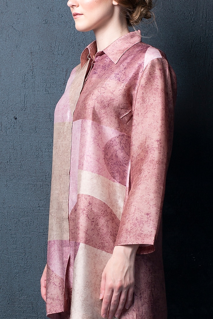Crepe Pink Dupion Silk Pant Set by CLOS at Pernia's Pop Up Shop
