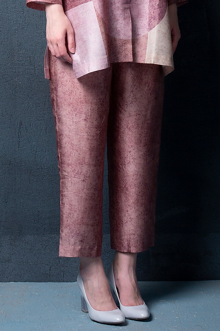 Crepe Pink Dupion Silk Pant Set by CLOS at Pernia's Pop Up Shop