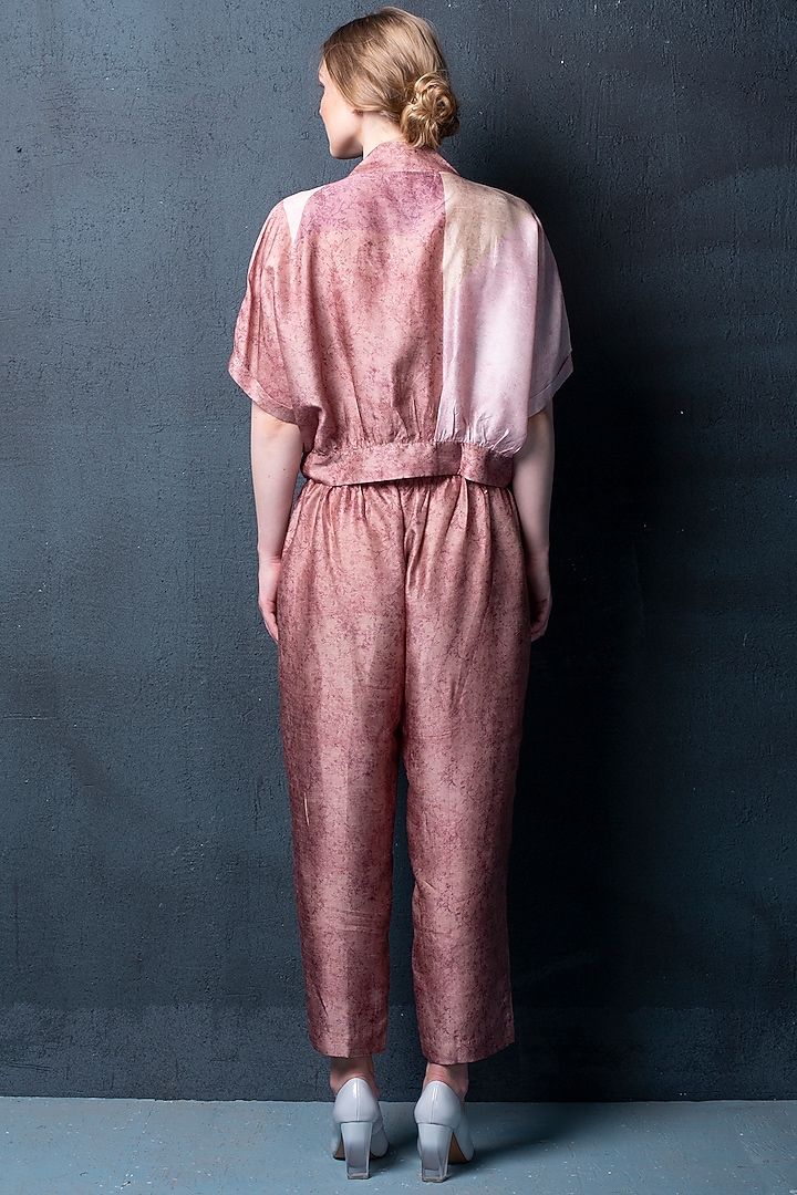 Crepe Pink Pant Set in Dupion Silk by CLOS at Pernia's Pop Up Shop