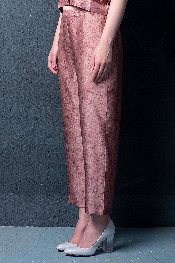 Crepe Pink Pant Set in Dupion Silk by CLOS at Pernia's Pop Up Shop