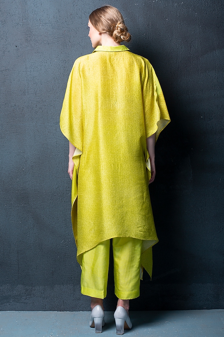 Lemon Yellow Printed Kaftan Set by CLOS at Pernia's Pop Up Shop