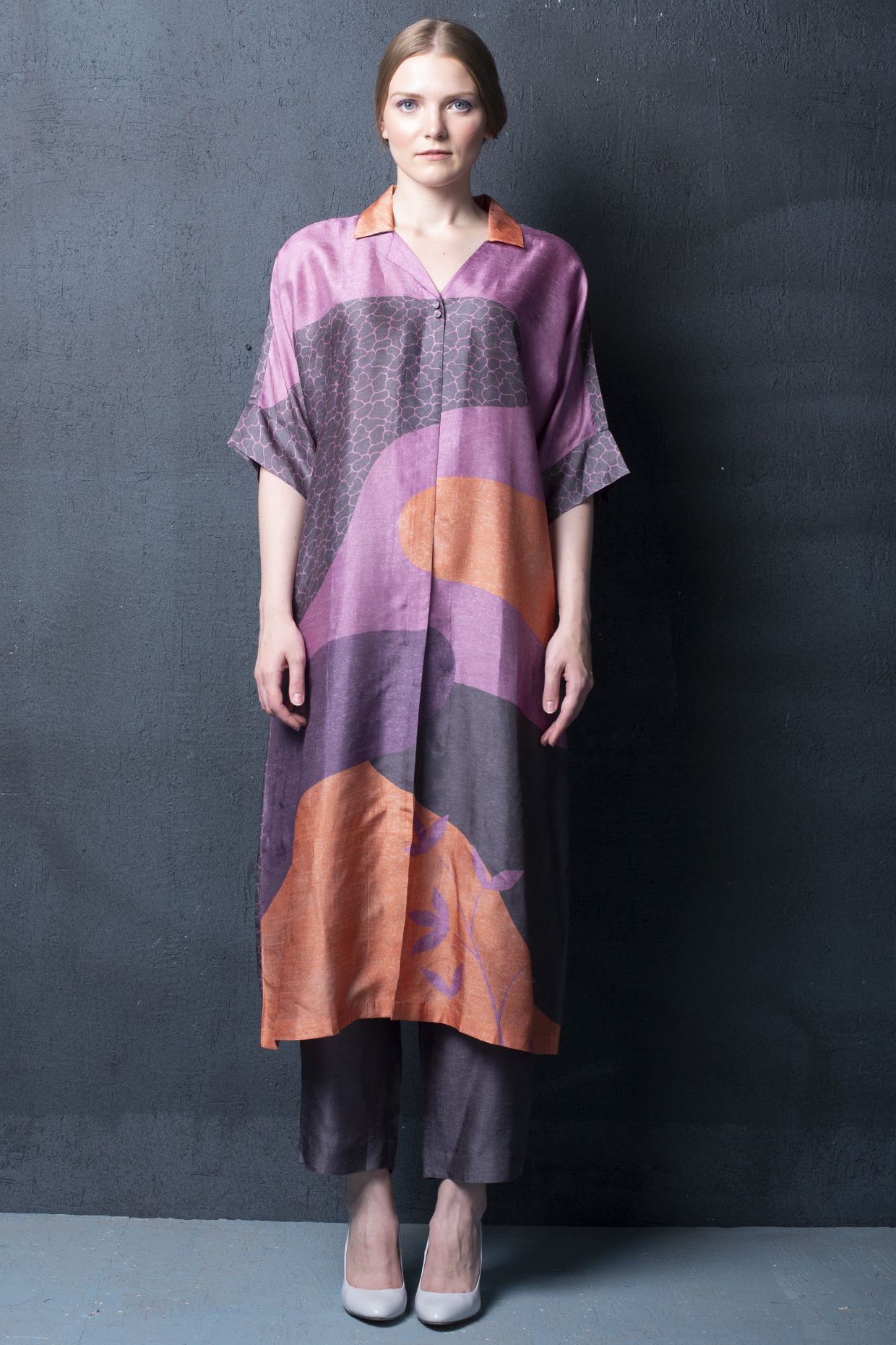 Dark Purple Printed Kurta Set by CLOS at Pernia's Pop Up Shop