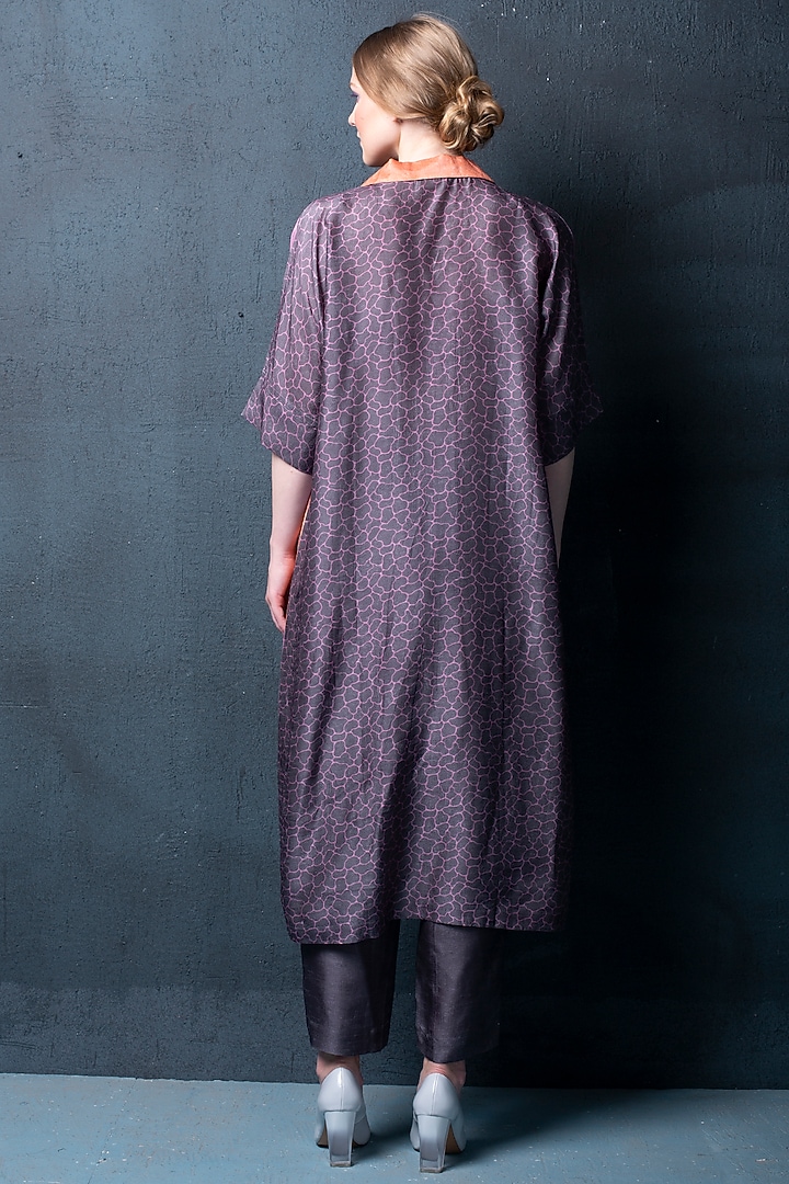 Dark Purple Printed Kurta Set by CLOS at Pernia's Pop Up Shop
