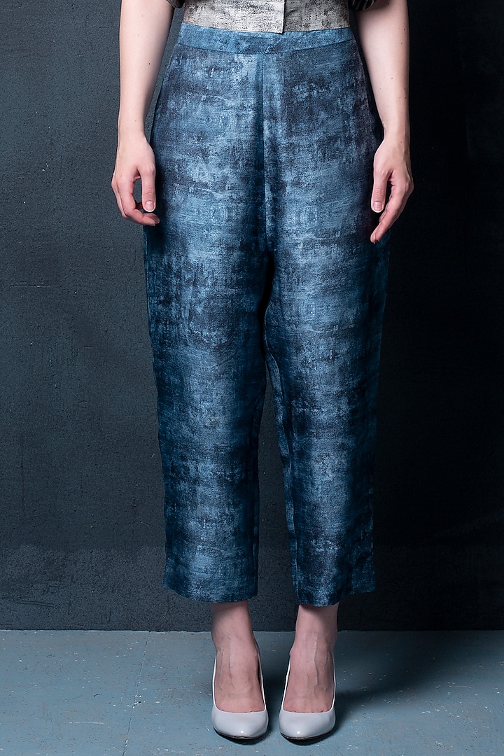 Stone Blue Dupion Silk Pant Set by CLOS at Pernia's Pop Up Shop